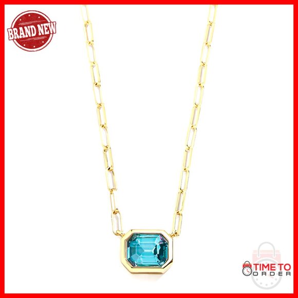 Birthstone Pendant Necklace Delicate Paperclip Chain Elegant Minimal Jewelry